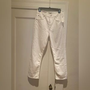 BNWT Agolde Riley High-rise Straight Crop Whip white jeans size 28
